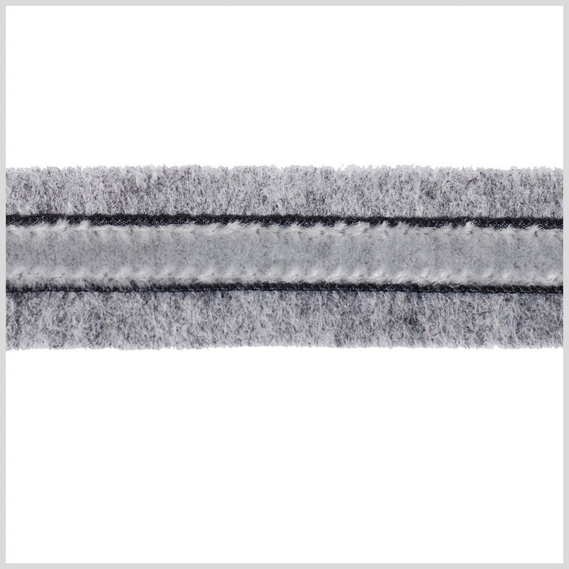Heathered Gray and Gray Velvet on Wool - 1"