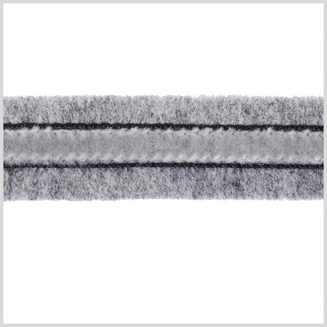 Heathered Gray and Gray Velvet on Wool - 1"