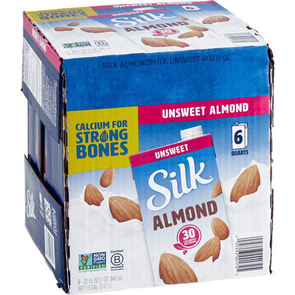 Silk Unsweetened Almond Milk 32 fl. oz. - 6/Case