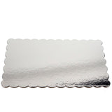 Silver Scalloped Log Cake Boards 6.5" x 11.25", Case of 50