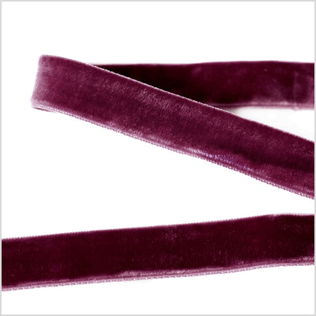 Double Faced Velvet Ribbon Made in Italy - 7/8" - Dark Plum