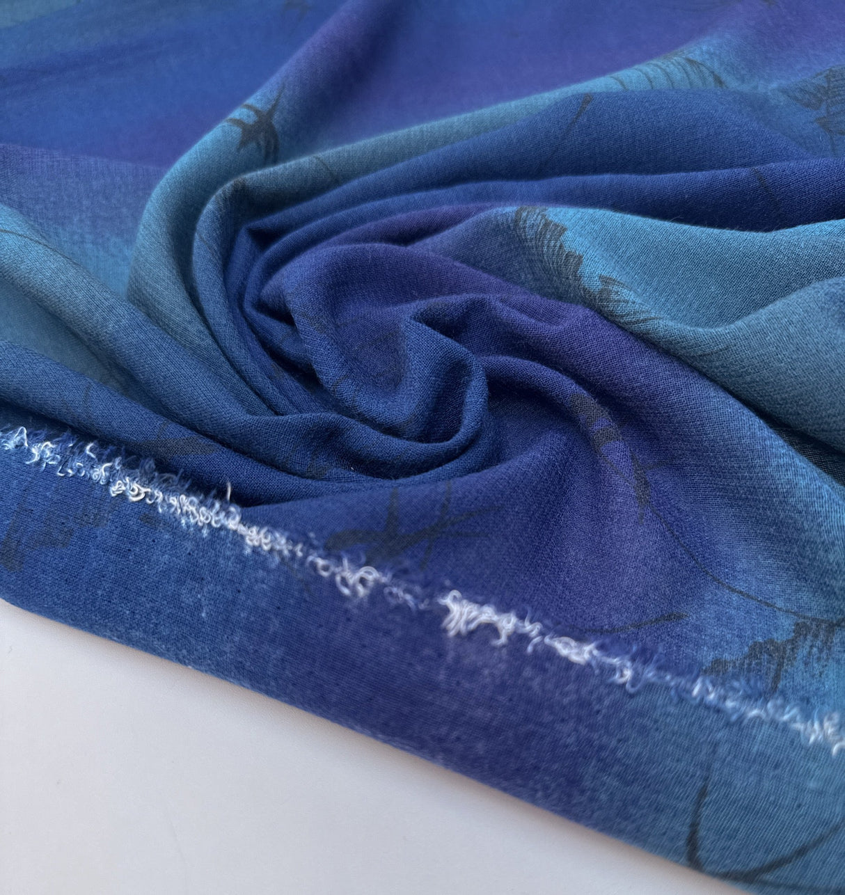 Acrylic Crepe Abstract Print Blue