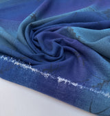 Acrylic Crepe Abstract Print Blue