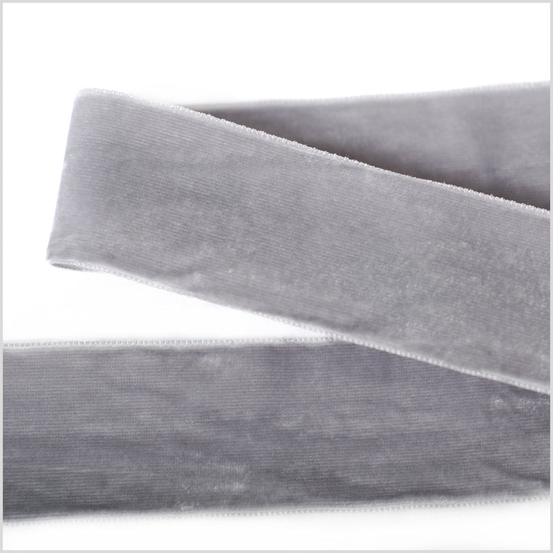 Double Faced Velvet Ribbon Made in Italy - 1.5" - Light Gray
