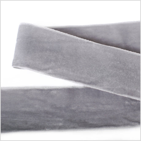 Double Faced Velvet Ribbon Made in Italy - 1.5" - Light Gray