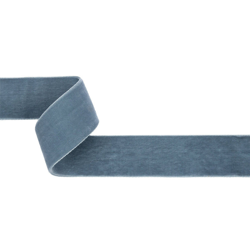 Double Faced Velvet Ribbon Made in Italy - 1.5" - Dusty Blue