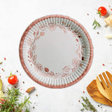 8 Ct. Rose Gold Foil Floral Paper Dessert Plates Elegant Wedding & Bridal Shower Tableware 7"