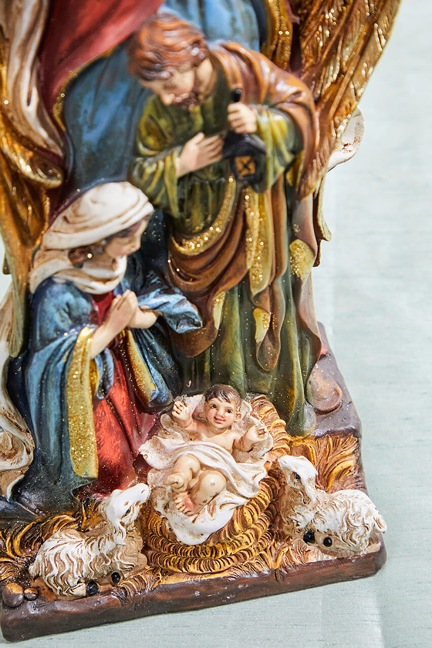 13.5" Resin Nativity Figurine With Angel