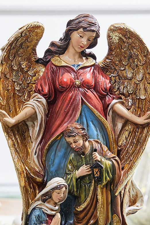 13.5" Resin Nativity Figurine With Angel