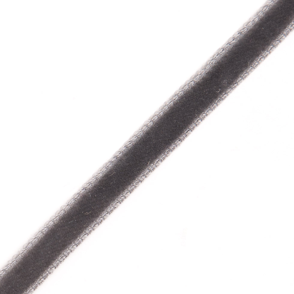 Single Faced Velvet Ribbon Made in Italy - 1/8" - Pewter - Sabine Collection