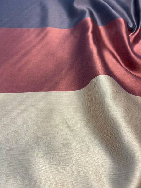 River Stripe NFP Autumn Polyester Fabric - Dark Rust, Antique Gold And Brown Stripe, 126" Width (By The Yard)