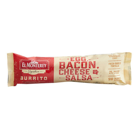El Monterey 8 oz. Egg, Bacon, Cheese, and Salsa Breakfast Burrito - 12/Case