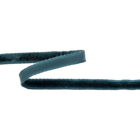 Single Faced Velvet Ribbon Made in Italy - 1/8" - Midnight Green - Sabine Collection