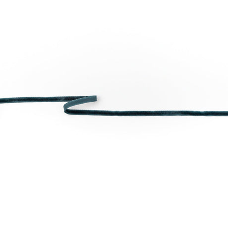 Single Faced Velvet Ribbon Made in Italy - 1/8" - Midnight Green - Sabine Collection