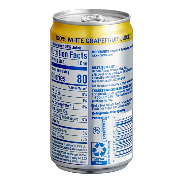 Ocean Spray White Grapefruit Juice 7.2 fl. oz. - 24/Case