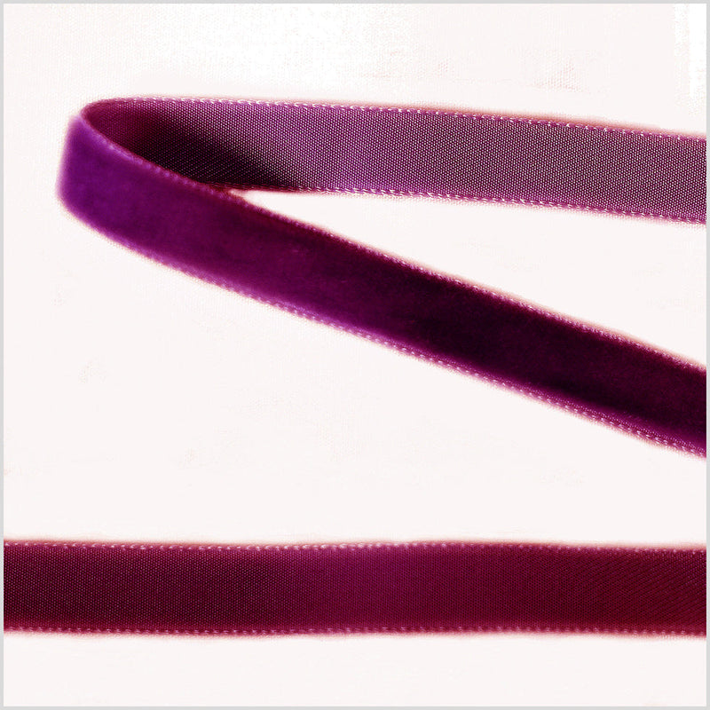 Single Faced Velvet Ribbon Made in Italy - 3/8" - Wine - Sabine Collection