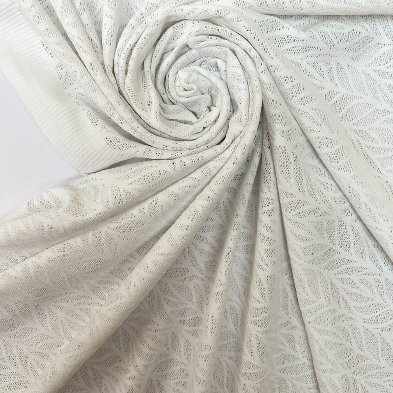 Polyamide Elastane Knitted Floral White Fabric