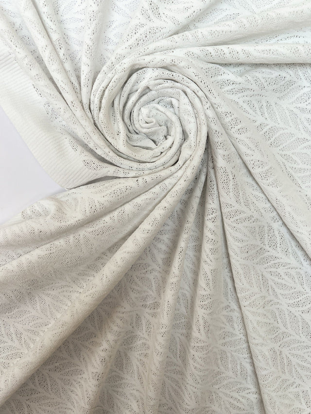 Polyamide Elastane Knitted Floral White Fabric