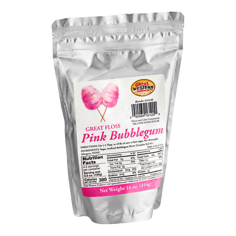Great Western Great Floss 1 lb. Pink Bubble Gum Cotton Candy Concentrate Sugar