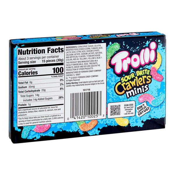 Trolli Mini Sour Brite Crawlers Box 3.5 oz. - 12/Case