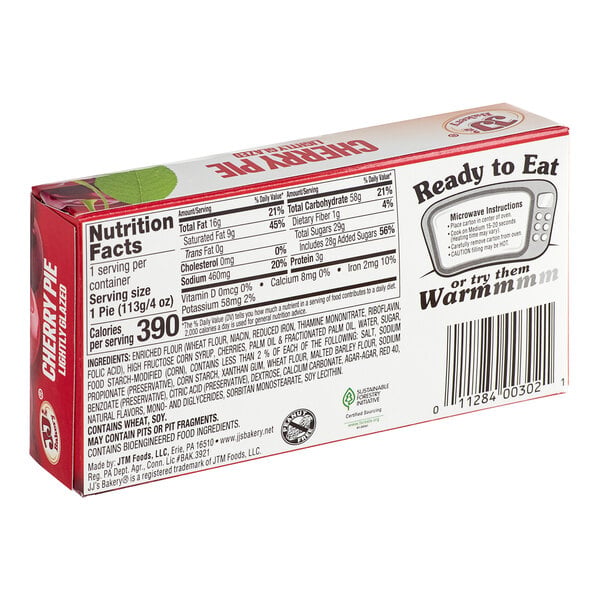 JJ's Bakery Cherry Pie Turnover 4 oz. - 48/Case