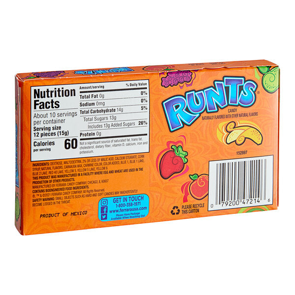 Runts Original Candy Box 5 oz. - 12/Case