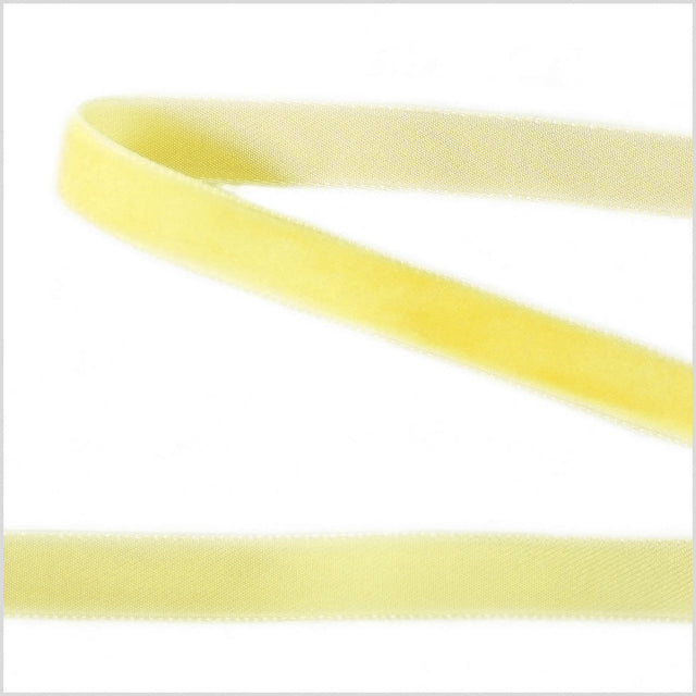 Single Faced Velvet Ribbon Made in Italy - 3/8" - Yellow - Sabine Collection