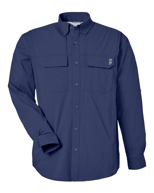 HUK® Men’s Long Sleeve Fishing Shirt with Pockets UPF 30+ Sun Protection & Ventilated Design