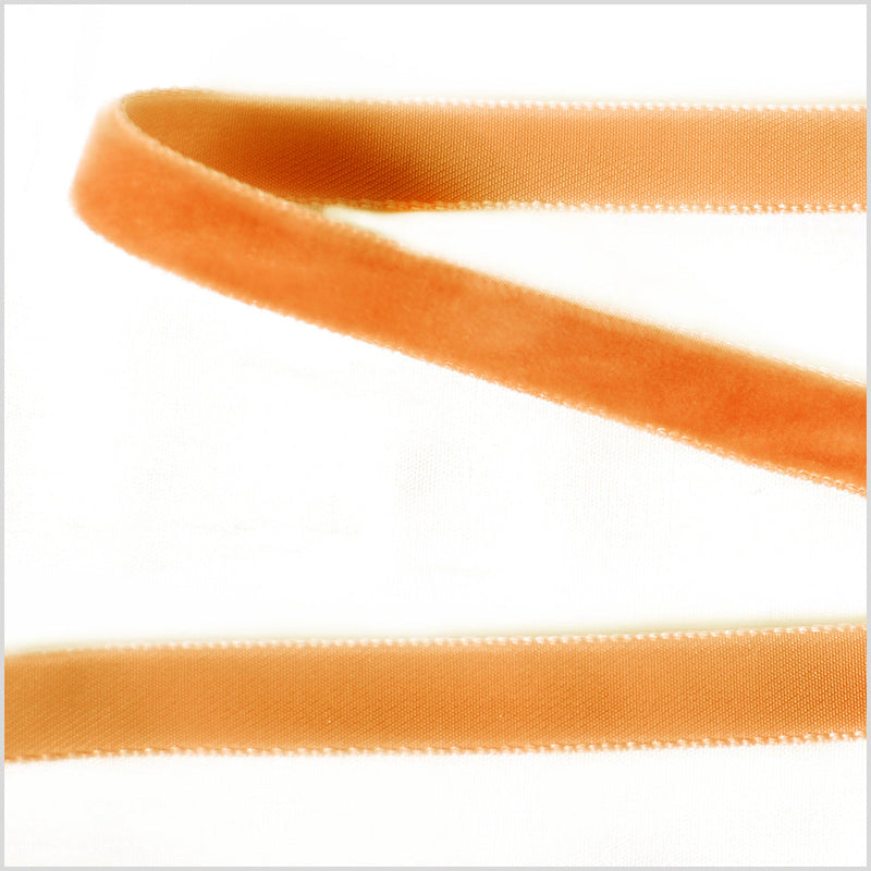 Single Faced Velvet Ribbon Made in Italy - 3/8" - Rust - Sabine Collection