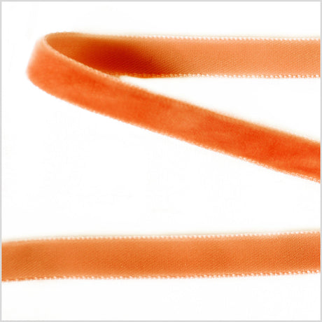 Single Faced Velvet Ribbon Made in Italy - 3/8" - Tangerine - Sabine Collection
