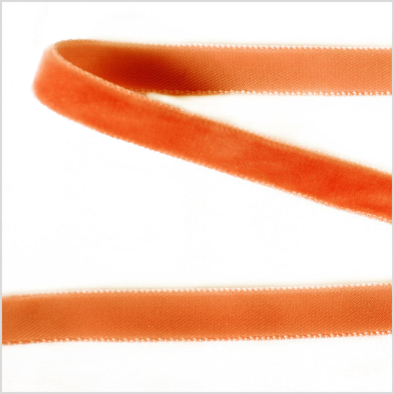 Single Faced Velvet Ribbon Made in Italy - 3/8" - Copper - Sabine Collection