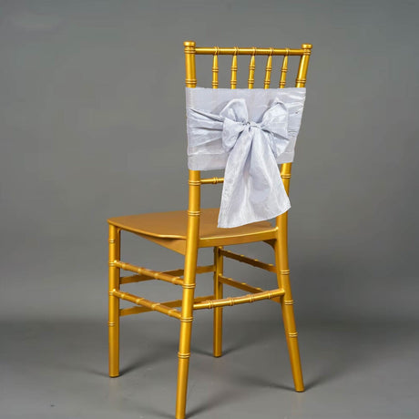 10 Pieces Platinum or Light Silver Crushed Taffeta Chair Sashes 9.5x108"