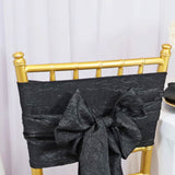 10 Pieces Black Crushed Taffeta Chair Bands, 9.5"x108" Sleek Event Sashes