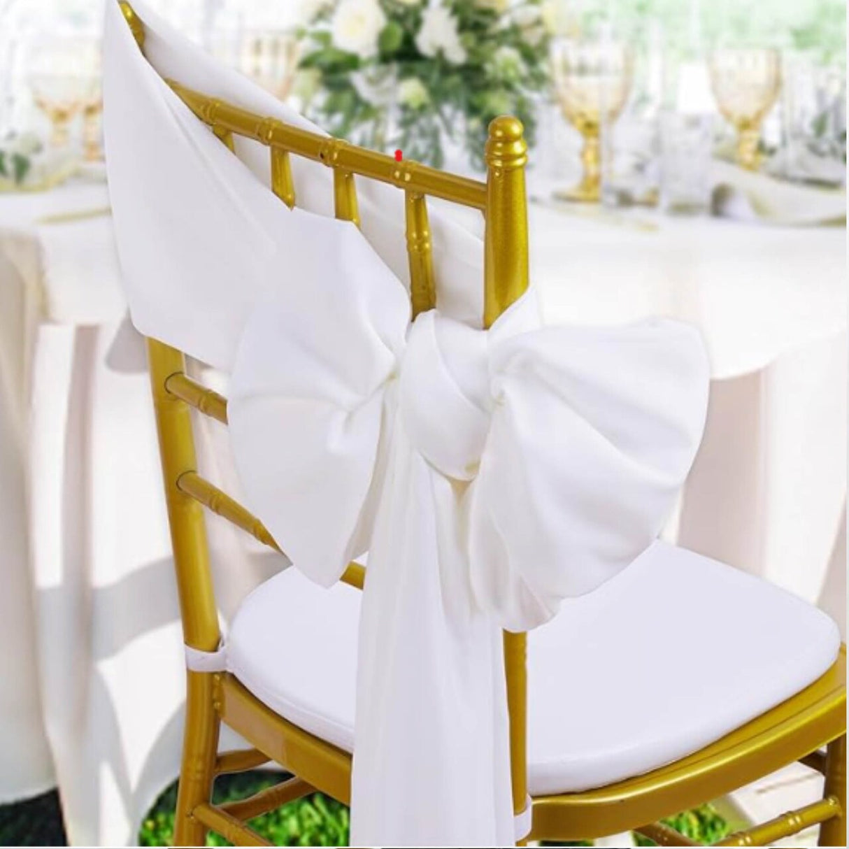 10 Pieces Elegant 9.5 by 108 inch Crushed Taffeta Chair Sashes White