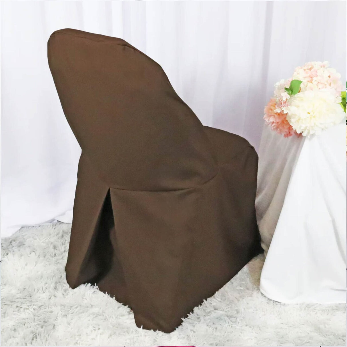 1 Piece Chocolate Polyester Chair Cover for Stylish Folding Seating