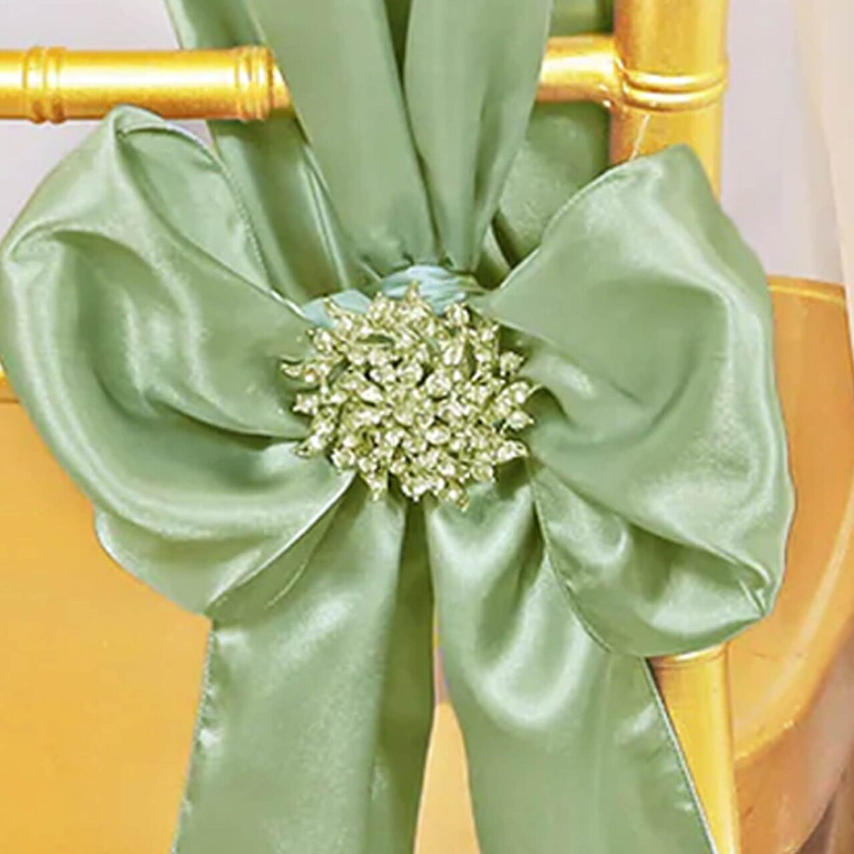 10 Pieces Sage Green Satin Chair Sashes for Rustic Wedding and Party Decor 8x108 inches