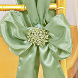 10 Pieces Sage Green Satin Chair Sashes for Rustic Wedding and Party Decor 8x108 inches