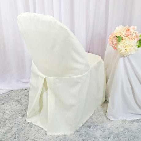 1 Piece Ivory Polyester Chair Cover for Elegant Folding Seating