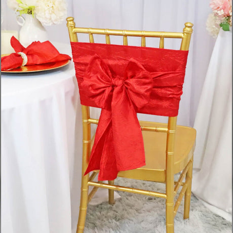 10 Pieces Crushed Taffeta Chair Sashes 9.5 x 108 inches Red