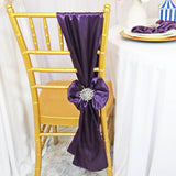 10 Pieces Eggplant Satin Chair Sashes 8"x108" Deep Purple Elegance for Events