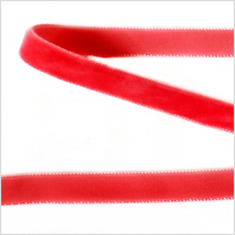 Single Faced Velvet Ribbon Made in Italy - 3/8" - Red - Sabine Collection