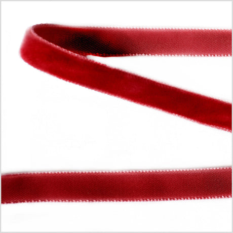Single Faced Velvet Ribbon Made in Italy - 3/8" - Scarlet - Sabine Collection