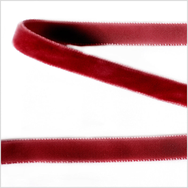 Single Faced Velvet Ribbon Made in Italy - 3/8" - Dark Red - Sabine Collection