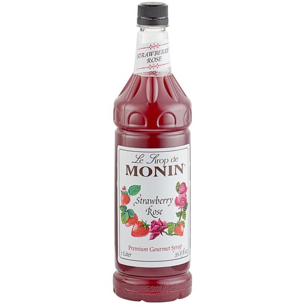Monin Premium Strawberry Rose Flavoring Syrup 1 Liter - 4/Case