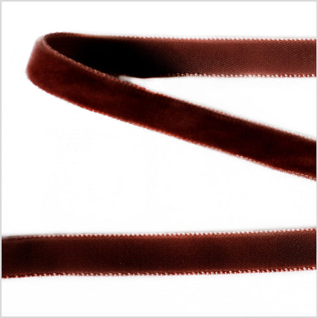 Single Faced Velvet Ribbon Made in Italy - 3/8" - Brown - Sabine Collection