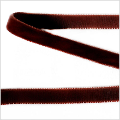 Single Faced Velvet Ribbon Made in Italy - 3/8" - Chocolate - Sabine Collection