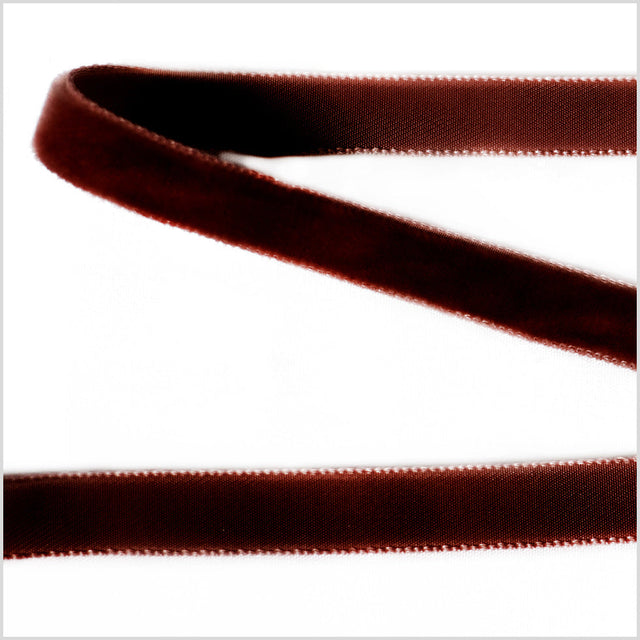 Single Faced Velvet Ribbon Made in Italy - 3/8" - Chocolate - Sabine Collection