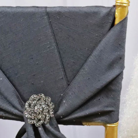 10 Pieces Pewter Charcoal Sequin Burlap Chair Sashes, 8"x108" Rustic Glam Event Decor