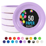 50 Count Lavender Paper Plates 9 Inch Durable Disposable Plates for Parties & Events