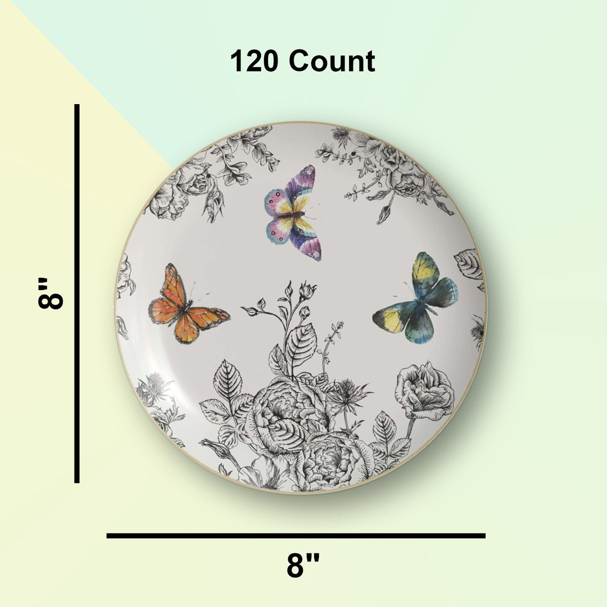 120 Count Earthtrends Monarch Paper Plates for Party Catering Events Assorted Colors 8 Inc